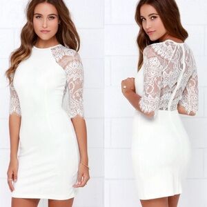 BB Dakota White Lace Sleeve Dress